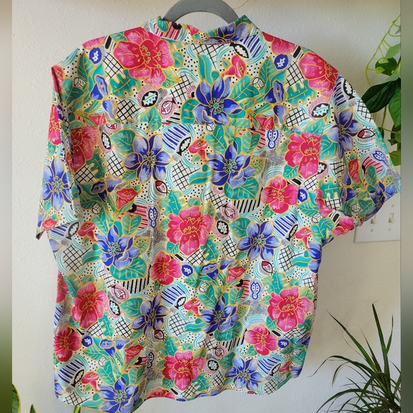 VTG Alison Craig Plus Size Bright Funky Floral Button-down Shirt Size 20 - Picture 4 of 5
